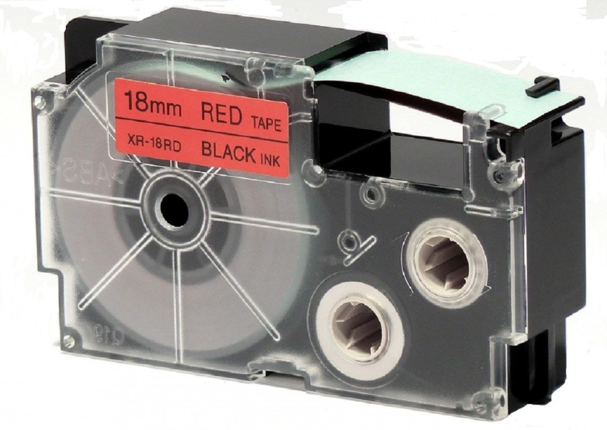 Levně Kompatibilní páska s Casio XR-18RD1, 18mm x 8m černý tisk / červený podklad