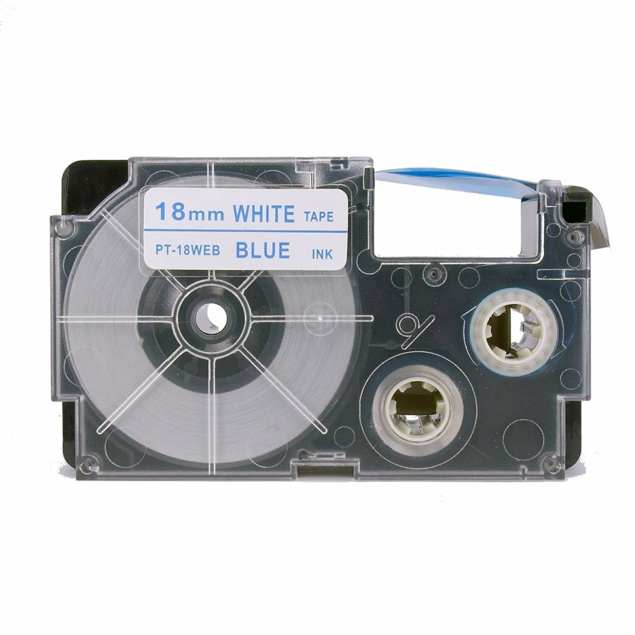 Levně Kompatibilní páska s Casio XR-18WEB 18mm x 8m modrý tisk / bílý podklad