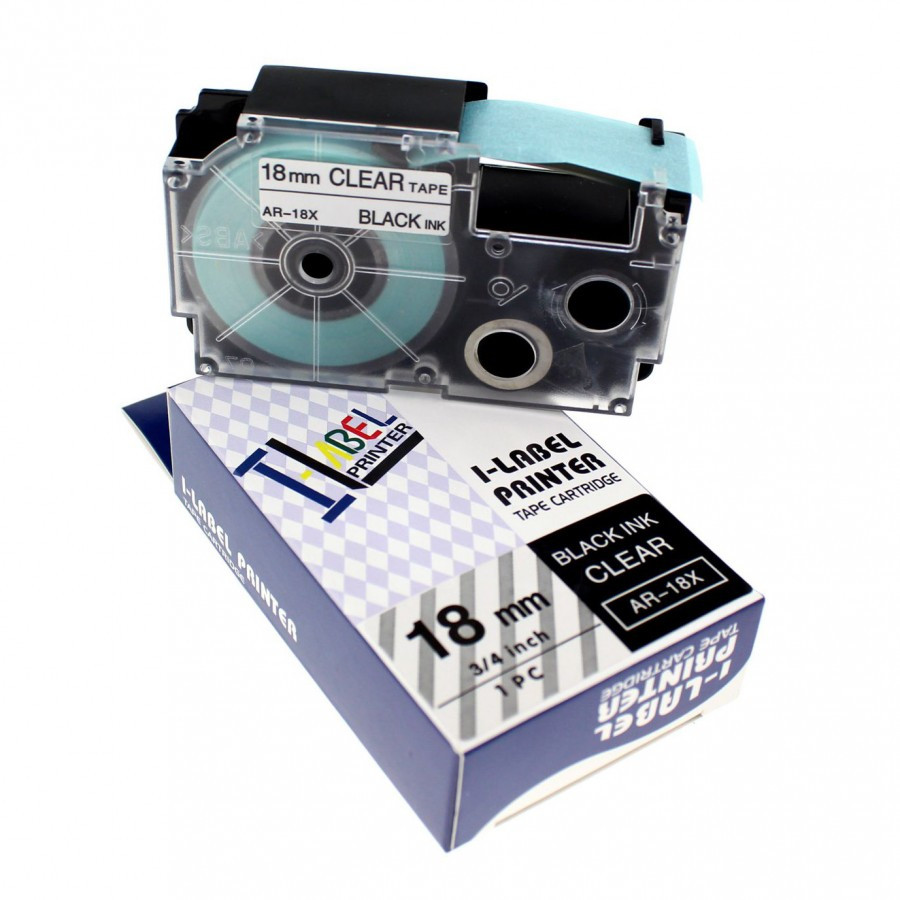 Levně Kompatibilní páska s Casio XR-18X1, 18mm x 8m černý tisk / průhledný podklad