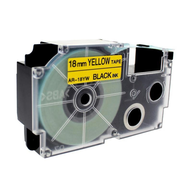 Levně Kompatibilní páska s Casio XR-18YW1, 18mm x 8m černý tisk / žlutý podklad