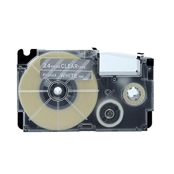 Levně Kompatibilní páska s Casio XR-24AX 24mm x 8m bílý tisk / průhledný podklad