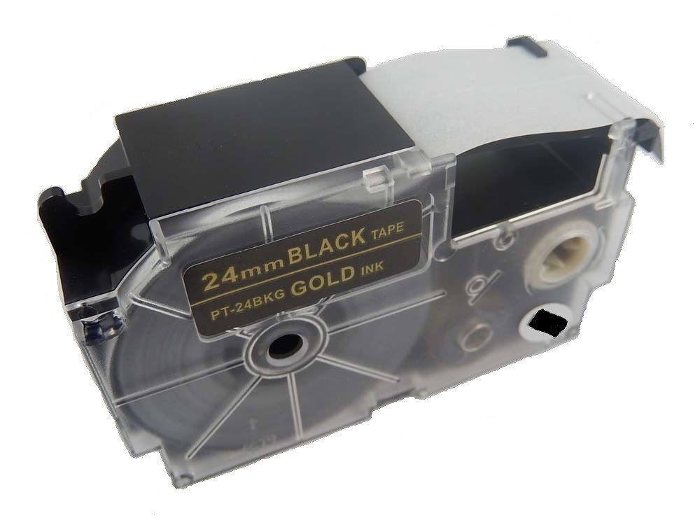 Levně Kompatibilní páska s Casio XR-24BKG 24mm x 8m zlatý tisk / černý podklad