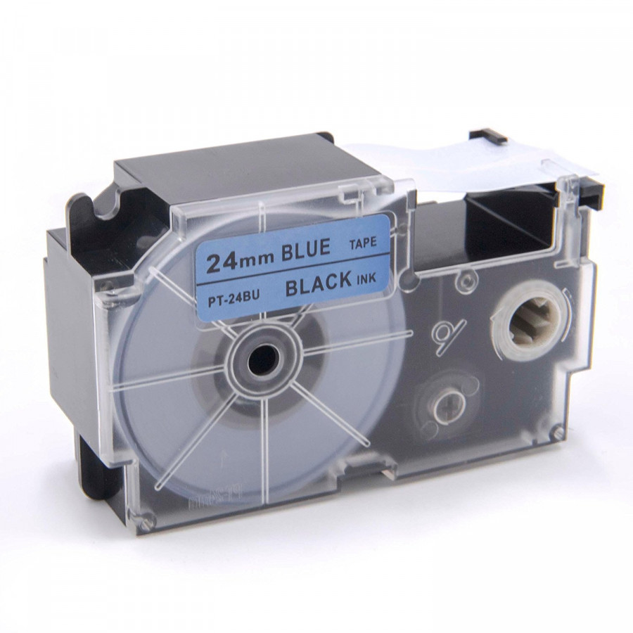 Levně Kompatibilní páska s Casio XR-24BU1, 24mm x 8m, černý tisk / modrý podklad