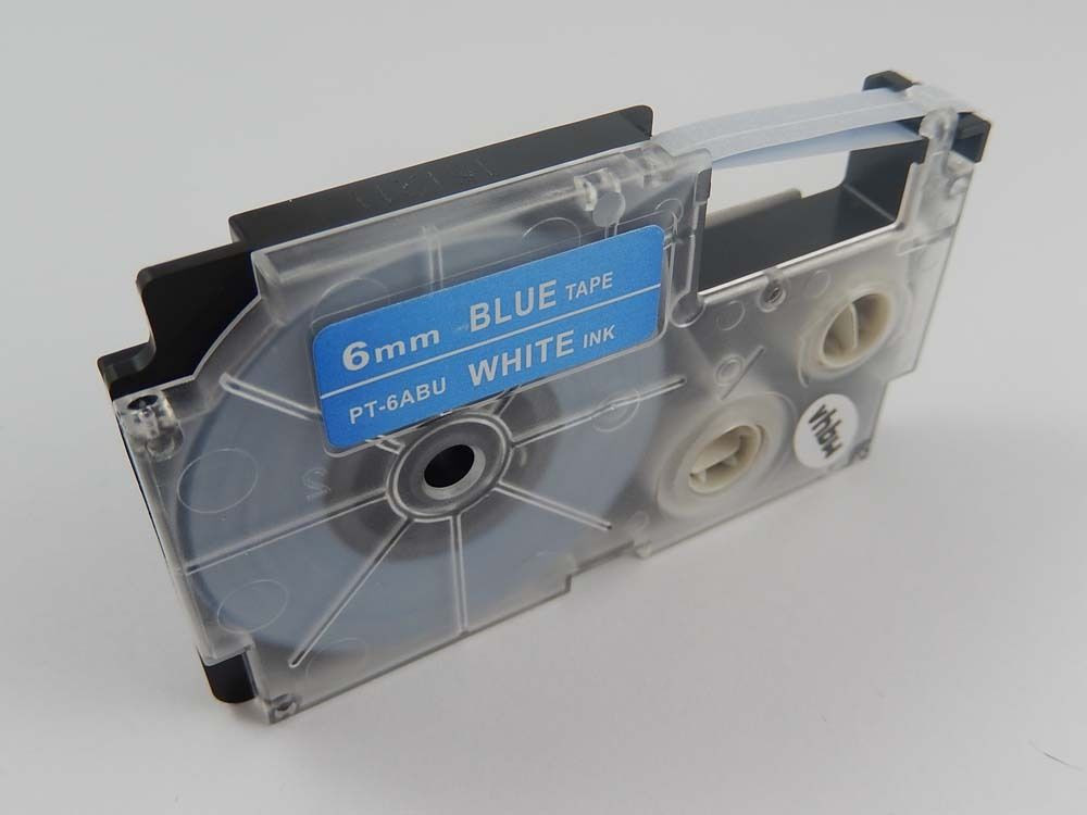 Levně Kompatibilní páska s Casio XR-6ABU 6mm x 8m bílý tisk / modrý podklad