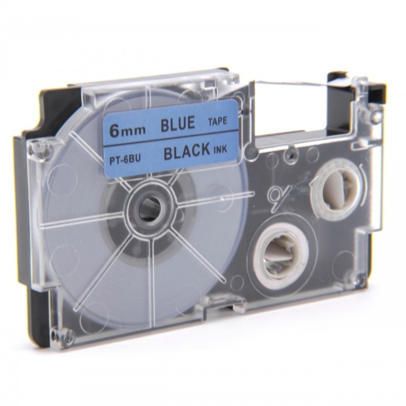 Levně Kompatibilní páska s Casio XR-6BU1, 6mm x 8m černý tisk / modrý podklad