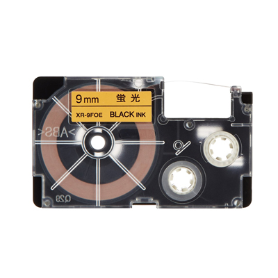 Levně Casio XR-9FOE , 9mm x 8m, černý tisk / signální oranžový podklad, kompatibilní páska