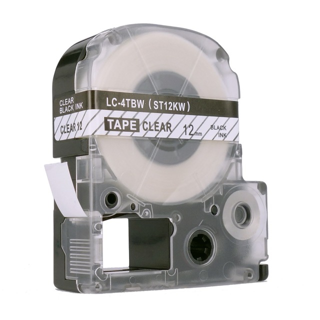 Levně Epson LC-ST12KW, 12mm x 8m, černý tisk / průhledný podklad, kompatibilní páska