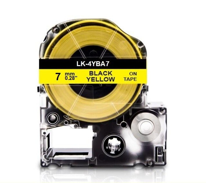 Epson LK-4YBA7, BU7Y, 7 mm x 2,5 m, černý tisk / žlutý podklad, kompatibilní páska