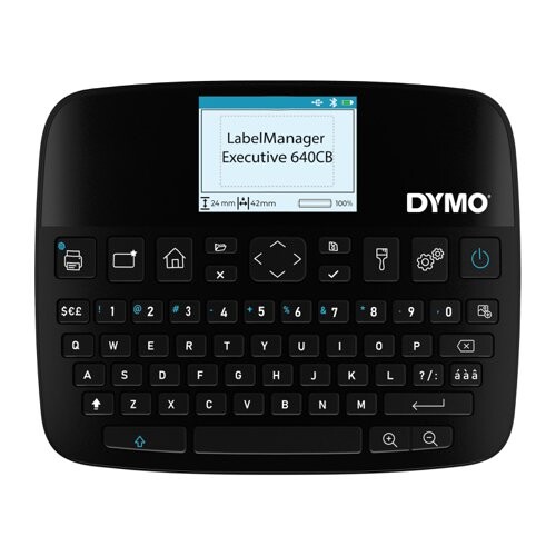 Dymo LabelManager Executive 640 CB 2202121 tlačiareň štítkov s kufrom.
Veľký plnofarebný displej s vysokým rozlíšením
QWERTY klávesnica
Rýchle formátovanie
Lítium-iónová batéria
Kompatibilita nielen s PC ale aj s chytrým telefónom a tabletom s operačnými systémami Android a iOS
Tlačí na pásky šírky 6, 9, 12, 19, až 24 mm
Úsporne ergonomický dizajn a kompaktné rozmery
Priamy prístup k aplikácii DYMO® LabelManager™ Executive Connect a softvéru DYMO® Connect for Desktop
Automatická rezačka
Vhodný pre tlač čiarových kódov
Rozlíšenie tlače 180dpi
Tlač rýchlosťou až 20mm/sec

Obsah balenia: LabelManager™ EXECUTIVE 640 CB, Prenosný penový kufor, 1x kazeta s páskou D1, 24mm x 7m, 19mm x 7m, 12mm x 7m čierna na bielej, USB-C kábel, Nabíjací Li-ion batériový blok