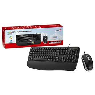 Genius KM-123 sada klávesnice drátová (USB) CZ/SK, černá s optickou myší