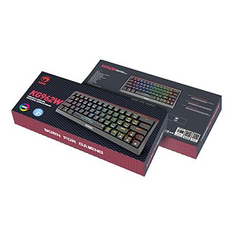 Marvo HECATE 61WR, klávesnice US, herní, Tri-mode, černá, mechanická, Rainbow podsvícení, červené spínače.