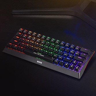 Marvo HECATE 61WR, klávesnice US, herní, Tri-mode, černá, mechanická, Rainbow podsvícení, červené spínače.