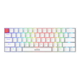 Marvo SABER 61, klávesnice US, herní, drátová (USB), bílá, mechanická, podsvícení