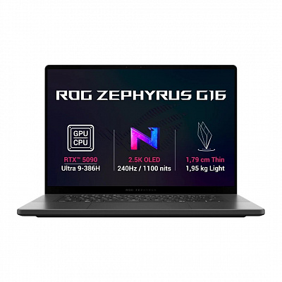 ASUS ROG Zephyrus G16/GU606AX-TB070/U9-386H/16"/2560x1600/64GB/1TB/RTX 5090/bez OS/Gray/2R