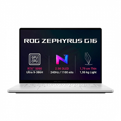 ASUS ROG Zephyrus G16/GU606AX-TB081W/U9-386H/16"/2560x1600/64GB/1TB/RTX 5090/W11H/White/2R