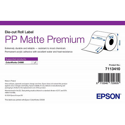Epson 7113416 PP Matte Label Premium, pro ColorWorks, 203 x 152 mm, 1000 bílých samolepicích etiket