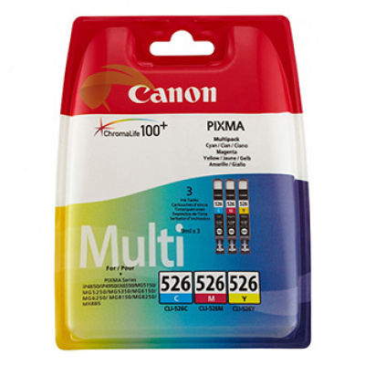 Canon originální ink CLI-526 CMY, 4541B019, CMY, blistr s ochranou, 9ml, multi pack