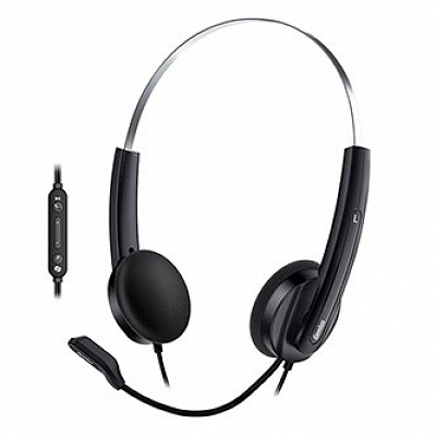 Genius HS-220U AI sluchátka s mikrofonem, drátová, černá, 2.0, náhlavní, USB