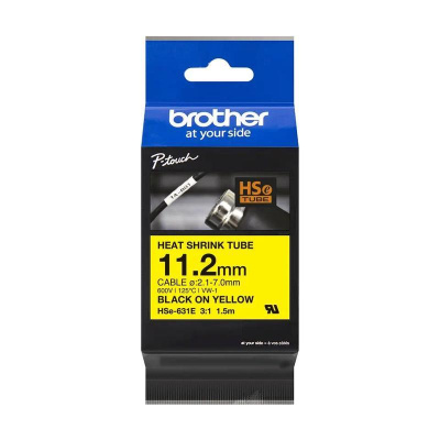 Brother HSe-631E Pro Tape, 11.2 mm x 1.5 m, černý tisk / žlutý podklad , originální páska