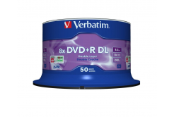VERBATIM DVD+R(50-pack)/Double Layer/Spindle/ 8X 8.5GB Matt Silver