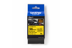 Brother TZ-FX661 / TZe-FX661, 36mm x 8m, flexi, černý tisk / žlutý podklad, originální páska