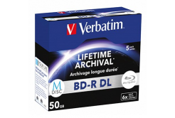 Verbatim BD-R DL, LIFETIME ARCHIVAL, 50GB, jewel case, 43846, 6x, Balení po 5 kusech