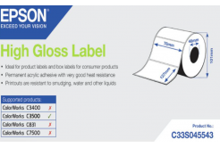 Epson C33S045543 High Gloss, pro ColorWorks, 76x127mm, 250ks, bílé samolepicí etikety