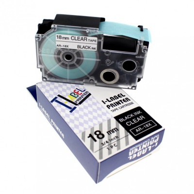Kompatibilní páska s Casio XR-18X1, 18mm x 8m černý tisk / průhledný podklad