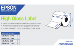 Epson C33S045540 High Gloss, pro ColorWorks, 76mmx33m, bílé samolepicí etikety