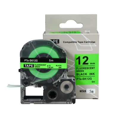 Epson SK12G, 12mm x 5m, černý tisk / fluorescenční zelený podklad, kompatibilní páska