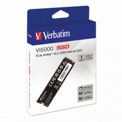 SSD Interní Verbatim Vi5000 M.2, 31826, 1000GB, černý, 5000 MB/s-R, NVMe, 4500 MB/s-W