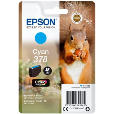 Epson T37824010 azurová (cyan) originální cartridge