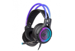 Defender Cosmo Pro RGB, herní sluchátka s mikrofonem, ovládání hlasitosti, černá, 7.1 (virtuálně), 50 mm měniče typ USB