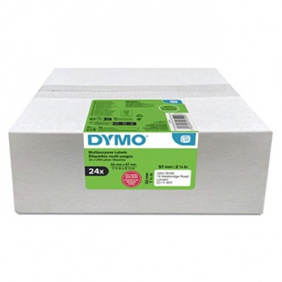 Dymo papírové štítky 57mm x 32mm, bílé, multifunkční, snímatelné, 24 x 1000 ks, 2223590, 24 rolí v balení, cena za balení