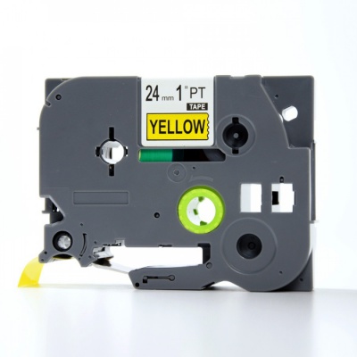 Brother TZe-V651, 24mm x 5,5m, černý tisk / žlutý podklad, vinyl, kompatibilní páska