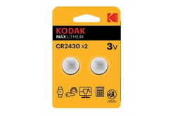 Baterie jednorázová lithiová, knoflíková, CR2430, 3V, Kodak, blistr, 2-pack, KOD-2430BL2