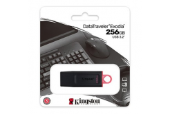 Kingston USB flash disk, USB 3.0, 256GB, DataTraveler Exodia, černý, DTX/256GB, USB A, s krytkou