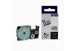 Kompatibilní páska s Casio XR-9X1, 9mm x 8m černý tisk / průhledný podklad