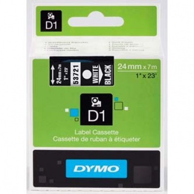 Dymo D1 53721, S0721010 , 24mm x 7m bílý tisk / černý podklad, originální páska
