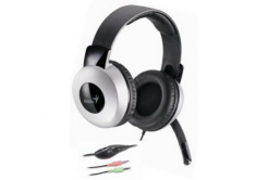Genius HS-05A, sluchátka s mikrofonem, ovládání hlasitosti, černo-stříbrná, 2x 3.5 mm jack