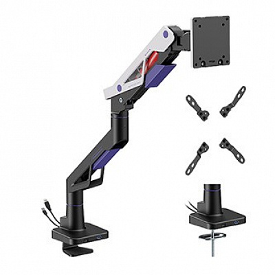 Powerton ERGO STRYNX Polohovatelný držák pro monitor, bílo/černá, 2-30KG, svorka, 24"- 57", 75x75/100x100/100x200/200x100/200x200