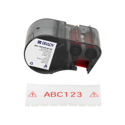 Brady M5C-1500-595-WT-RD / 170945, 38.10 mm x 7.62 m, Vinyl, červený tisk / bílý podklad