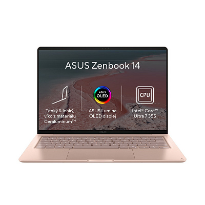 ASUS Zenbook 14/UX3480AA-OLED249W/U7-355/14"/2880x1800/24GB/512GB/Intel int/W11H/Pink/2R