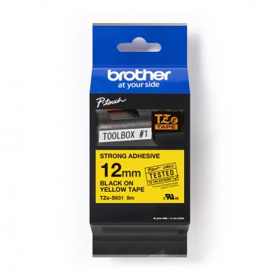 Brother TZ-S631 / TZe-S631 Pro Tape, 12mm x 8m, černý tisk/žlutý podklad, originální páska