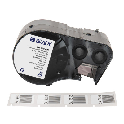 Brady M5-156-492 / 170892, 22.86 mm, Polyester, černý tisk / bílý podklad