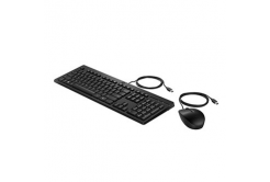 HP 225 G2 Wired Mouse Keyboard Black sada klávesnice USB-A CZ/SK, černá s USB-A drátovou myší, třízonová, USB-A typ