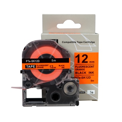 Epson SK12D, 12mm x 5m, černý tisk / fluorescenční oranžový podklad, kompatibilní páska