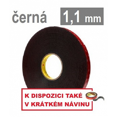 3M VHB™ 5952-F, tl. 1,1 mm; černá oboustranně silně lepicí akrylová páska 25 mm x 33 m
