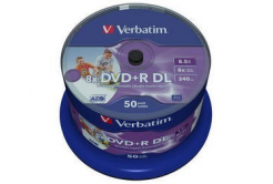 VERBATIM DVD+R(50-pack)DoubleLayer/Spindle/8X/8.5GB/Printable/NoID