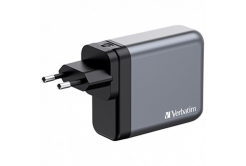 Verbatim, GaN cestovní nabíječka do sítě USB 3.0, USB C, šedá, 140 W, vyměnitelné vidlice C,G,A